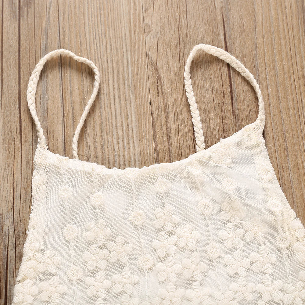 138-Combinaison Ruffle en Dentelle pour Bébé Fille - Élégance et Confort d'Été