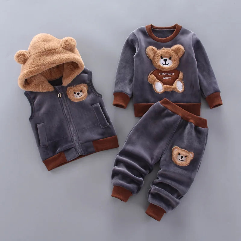 130-Ensemble d'Hiver pour Bébé - Vêtements à Capuche Cartoon