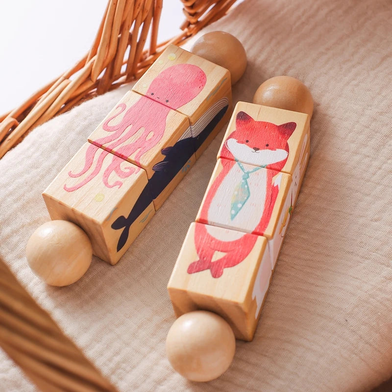 362-Hochet Musical Montessori en Bois - Jouet Éducatif pour Bébé et Enfants