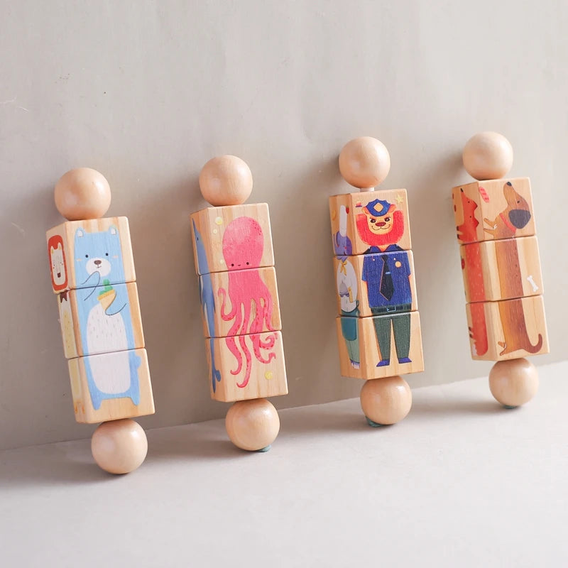 362-Hochet Musical Montessori en Bois - Jouet Éducatif pour Bébé et Enfants