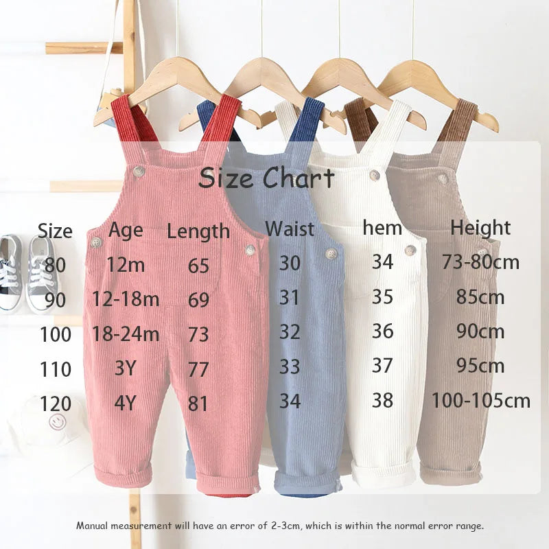 122-Salopettes Bébé en Velours Côtelé avec Broderie Cœur - Unisexe