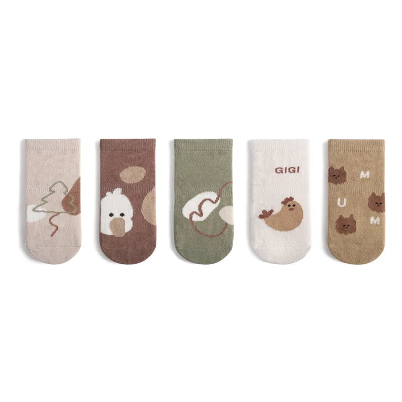 267B- Chaussettes d'Hiver pour Bébé - Lot de 5 Paires Antidérapantes