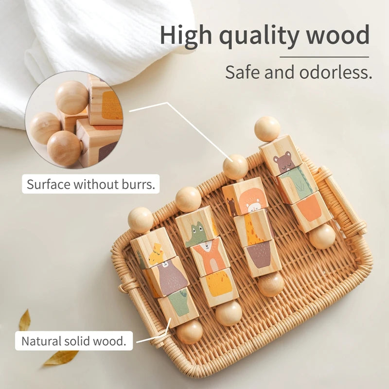 362-Hochet Musical Montessori en Bois - Jouet Éducatif pour Bébé et Enfants