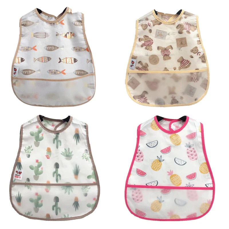 371-Bavoir Étanche avec Motif Cartoon – Protection Adorable pour Bébé
