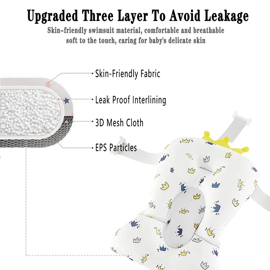 482D-Matelas de Support de Bain pour Bébé – Siège de Bain Pliable et Flottant