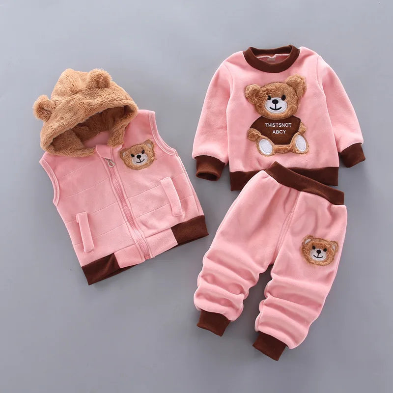 130-Ensemble d'Hiver pour Bébé - Vêtements à Capuche Cartoon