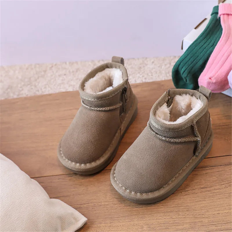 129D-Bottes d'Hiver en Cuir pour Bébés - Confort et Style pour les Petits Explorateurs