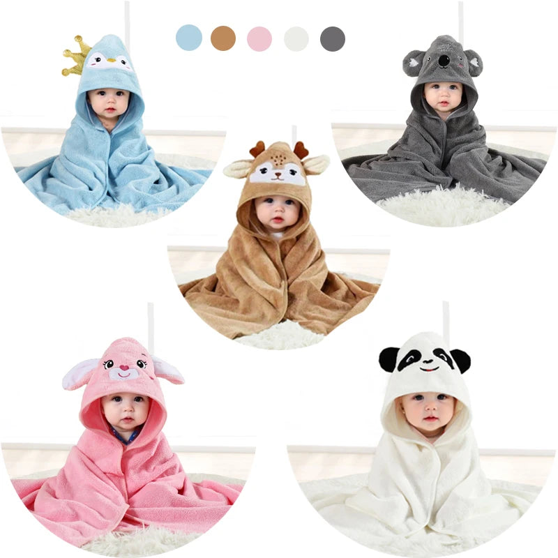 466B-Cape de bain bébé 80x80 cm en polyester avec capuche – Peignoir et couverture pour nouveau-né