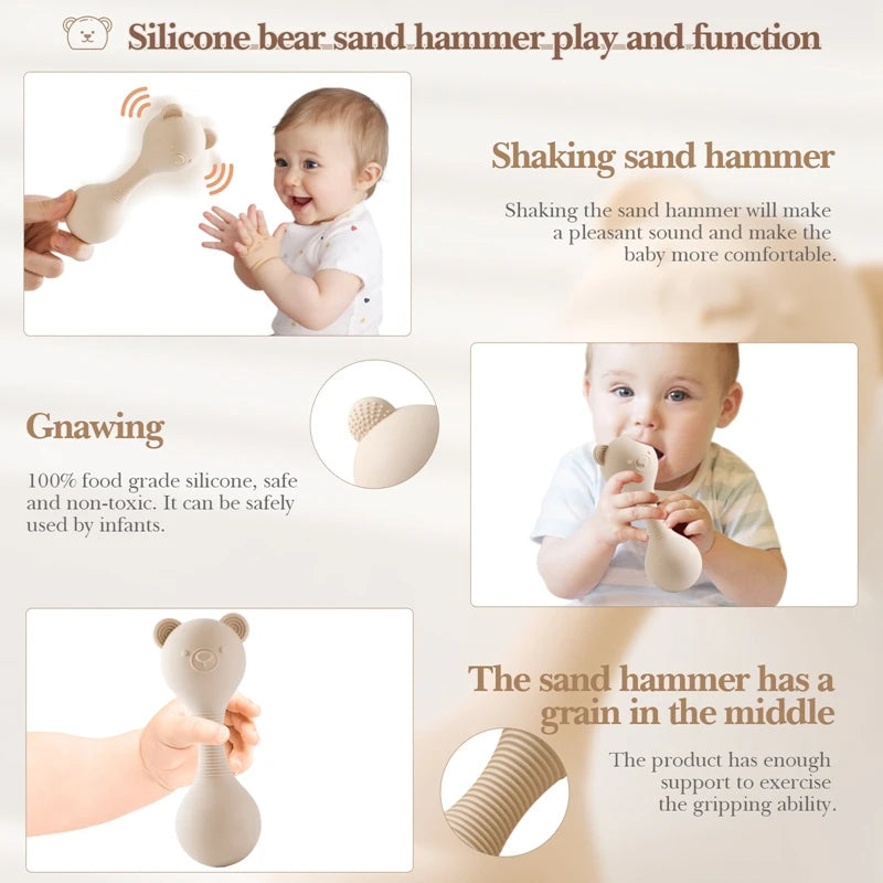 359-Hochets en Silicone pour Bébé – Maracas Ourson