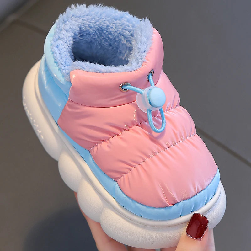 260-Pantoufles d'Hiver Imperméables en Coton pour Enfants - Confort et Fun !