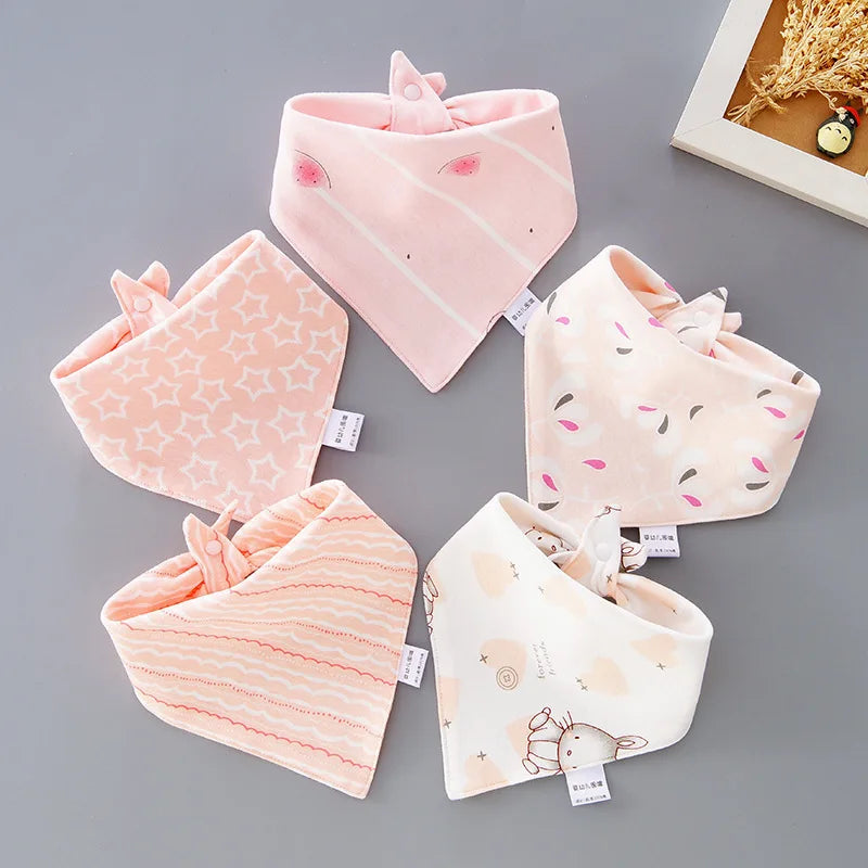 372-Set de 5 Bavoirs Bandana Imperméables en Coton pour Bébé - Triangle Absorbant