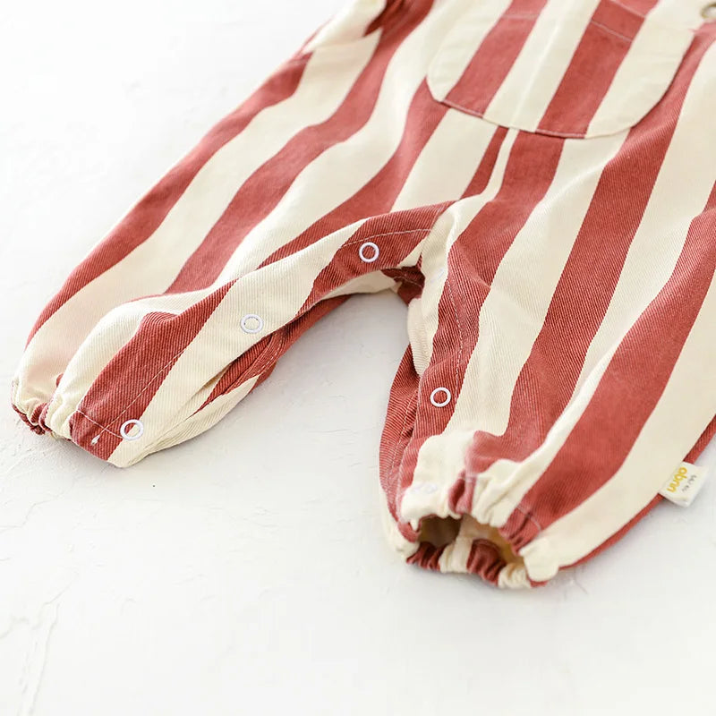 121K-Romper Printemps Bébé à Rayures avec Ourson