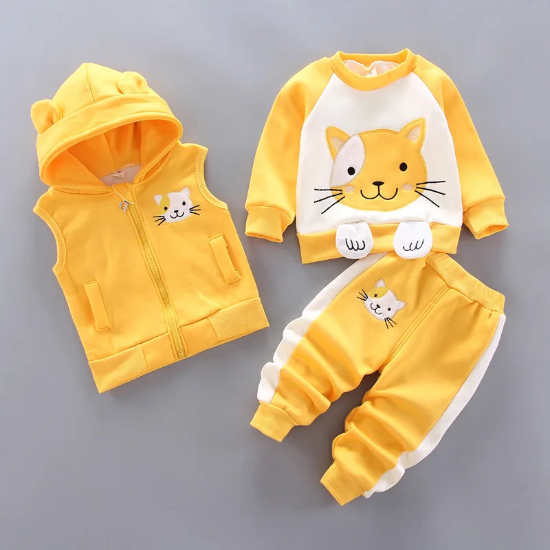 130-Ensemble d'Hiver pour Bébé - Vêtements à Capuche Cartoon