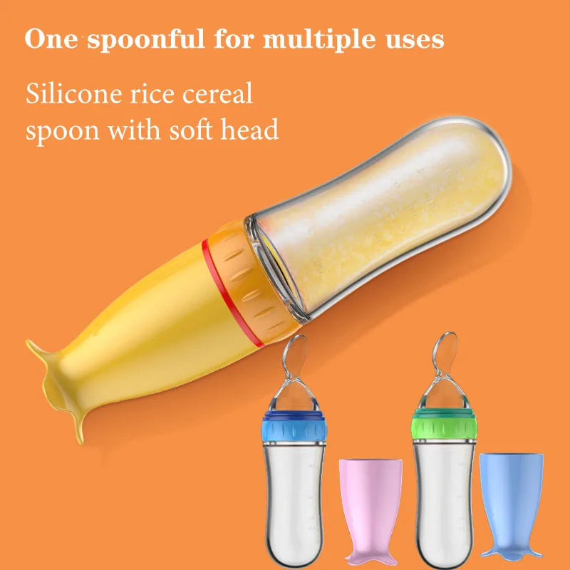 341-Biberon Cuillère en Silicone pour Bébé – Pratique et Sûr pour les Compléments Alimentaires