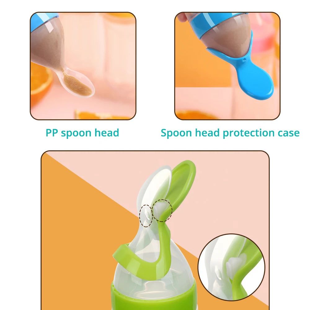 341-Biberon Cuillère en Silicone pour Bébé – Pratique et Sûr pour les Compléments Alimentaires