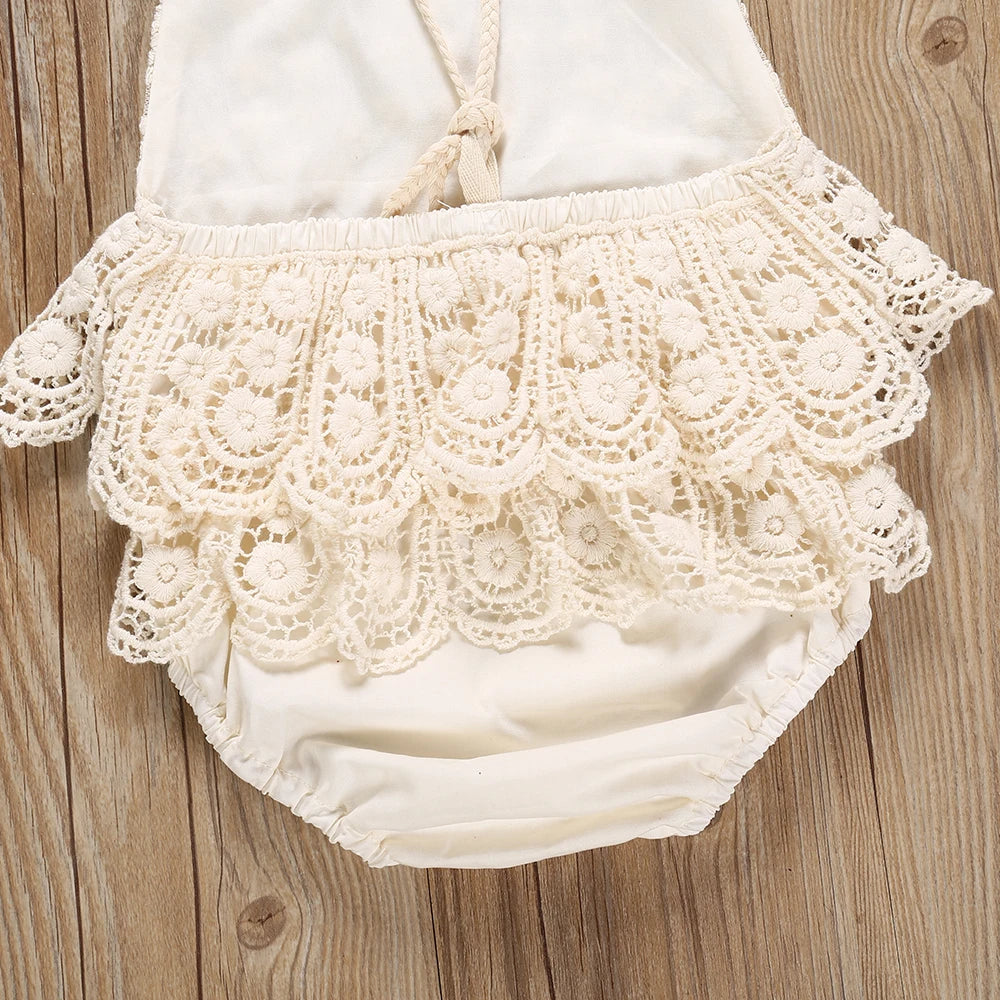 138-Combinaison Ruffle en Dentelle pour Bébé Fille - Élégance et Confort d'Été