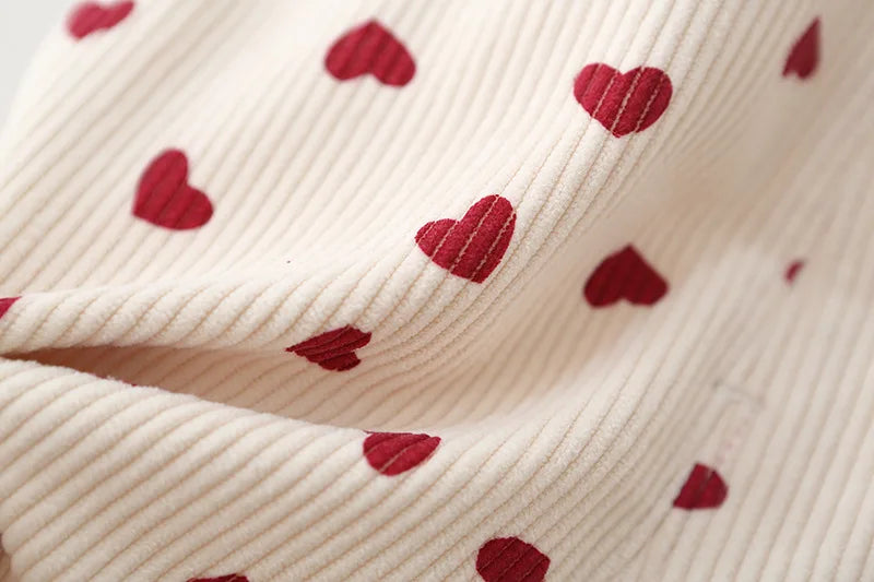 122-Salopettes Bébé en Velours Côtelé avec Broderie Cœur - Unisexe