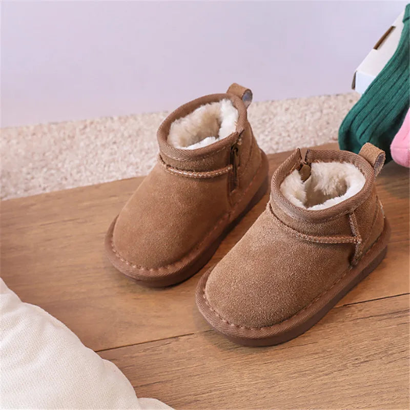 129D-Bottes d'Hiver en Cuir pour Bébés - Confort et Style pour les Petits Explorateurs