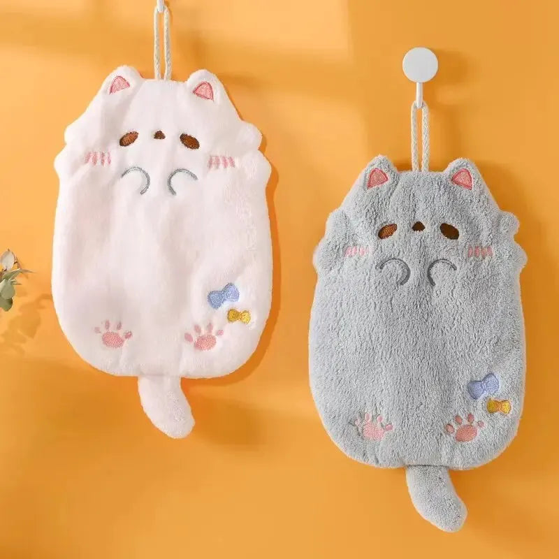 476-Serviette Suspendue en Velours Coral – Adorable et Pratique !