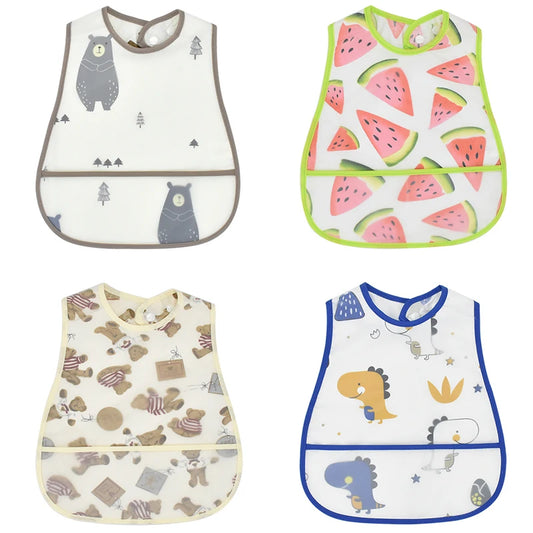371-Bavoir Étanche avec Motif Cartoon – Protection Adorable pour Bébé