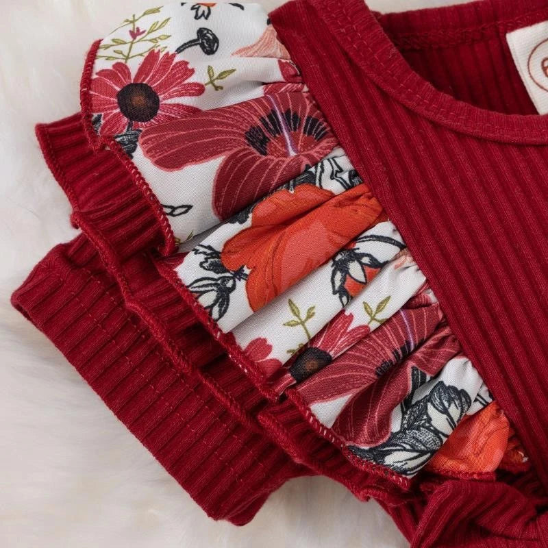 108A- Robe Jumpsuit Fille Bébé avec Nœud - Vêtements d'Été (0-24 Mois)