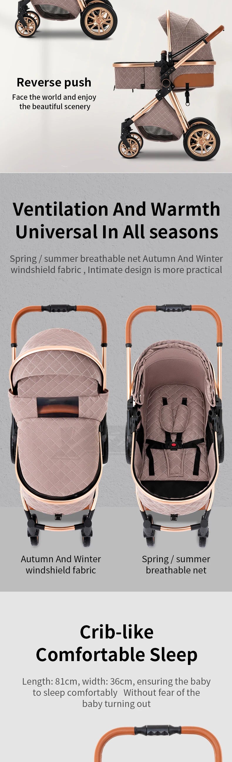 803-Poussette Luxe YAZOCO V9 3-en-1 - Élégance et Confort pour Bébé