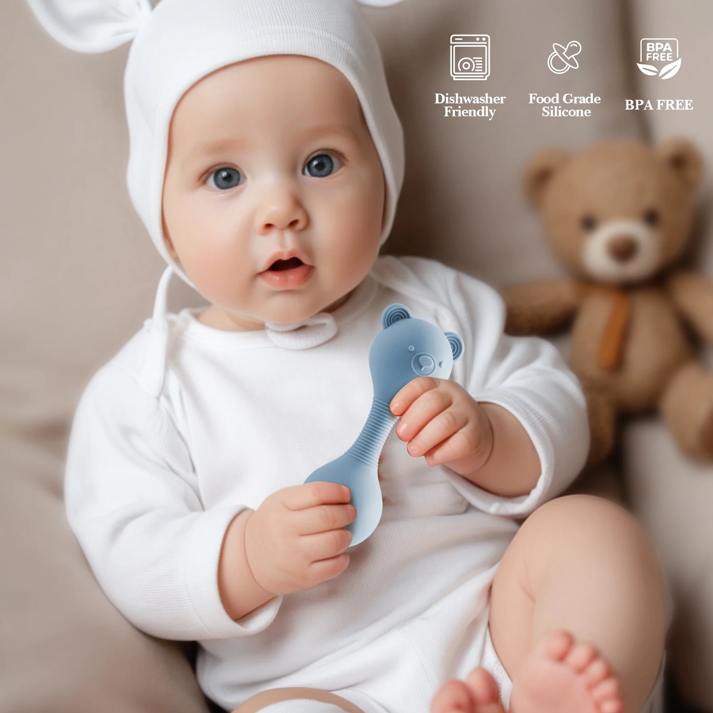 359-Hochets en Silicone pour Bébé – Maracas Ourson