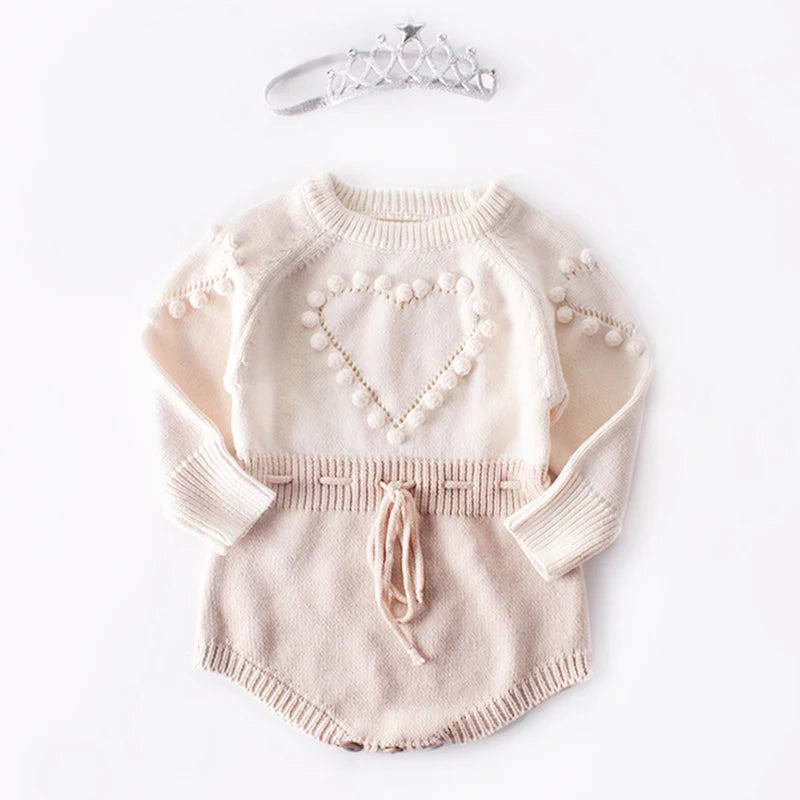 107Q-Jumpsuit en Tricot pour Bébé Fille - Cœur Aimant