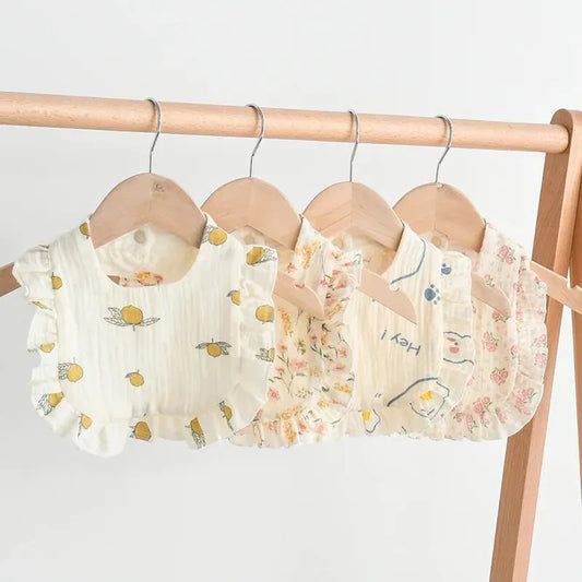 380-Lot de 2 Bavoirs à Bavette pour Bébé – Style Floral avec Volants en Coton Doux
