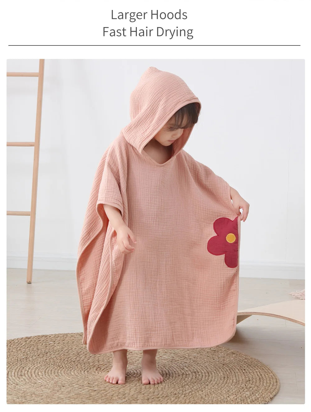 471-Poncho de Bain à Capuche en Mousseline – Douceur et Praticité pour Votre Enfant !