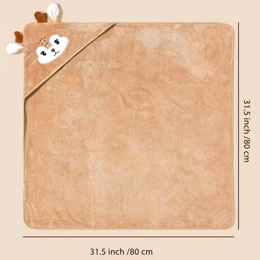 466B-Cape de bain bébé 80x80 cm en polyester avec capuche – Peignoir et couverture pour nouveau-né