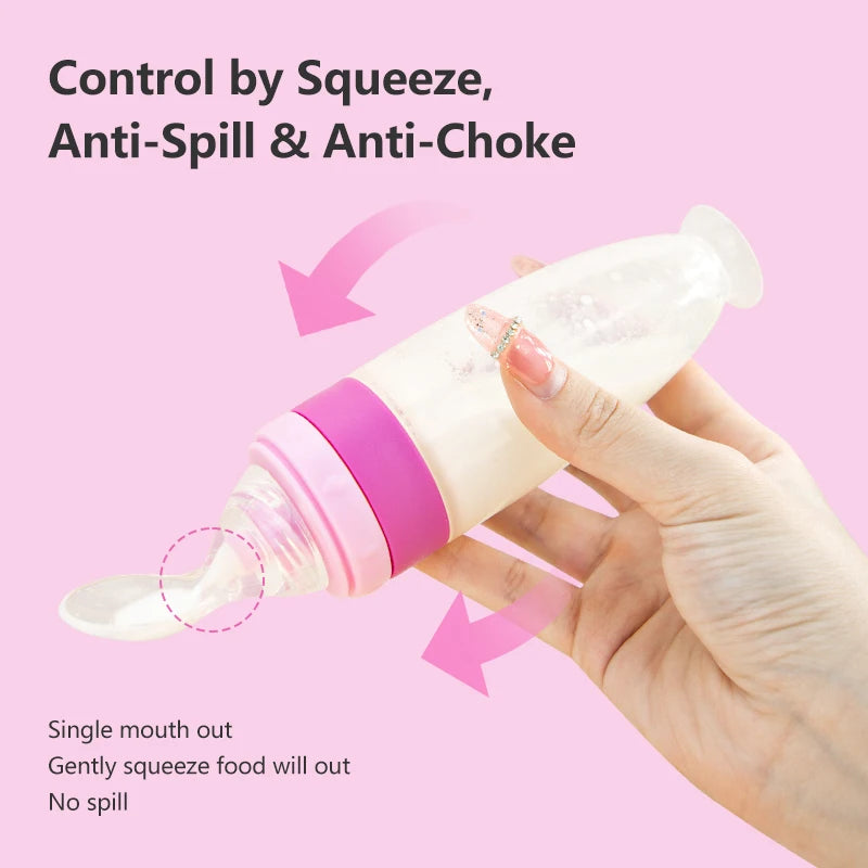 336-Biberon Cuillère en Silicone pour Bébé - Facilité d'Alimentation avec Squeeze Bottle