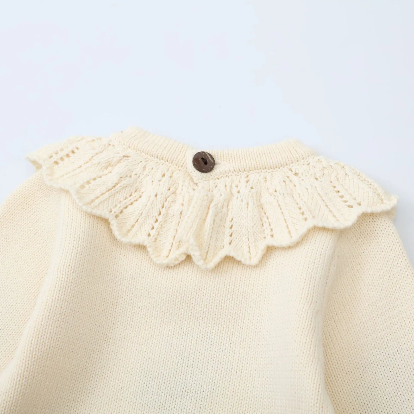 107b-Infant Baby Girls Long Sleeve Sweet Embroidered Knit Jumpsuit - Collection Printemps/Automne