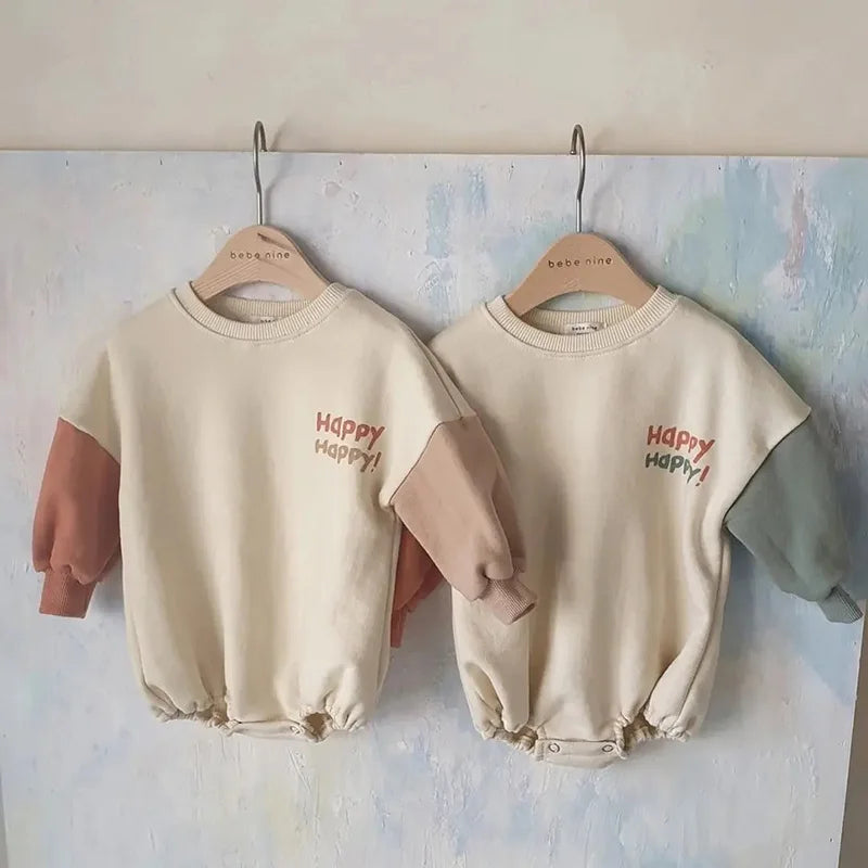 067-Bodysuit à Manches Longues avec Imprimé Lettre pour Bébé - Style et Confort pour les Petits Aventuriers