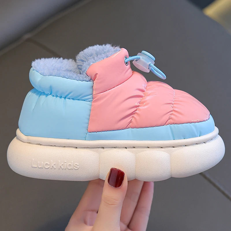 260-Pantoufles d'Hiver Imperméables en Coton pour Enfants - Confort et Fun !