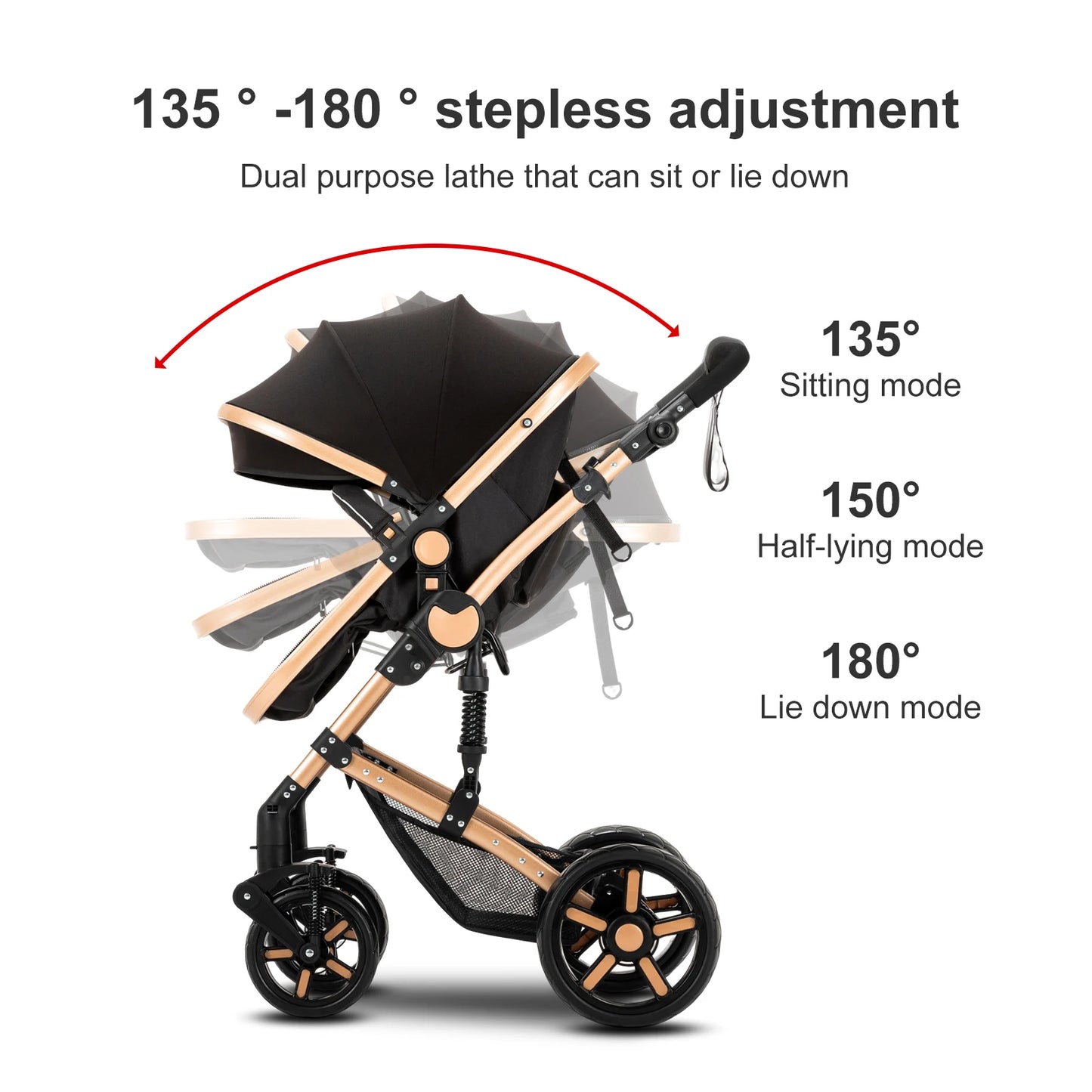 807-Poussette de Luxe 3-en-1 pour Bébé - Confort et Élégance