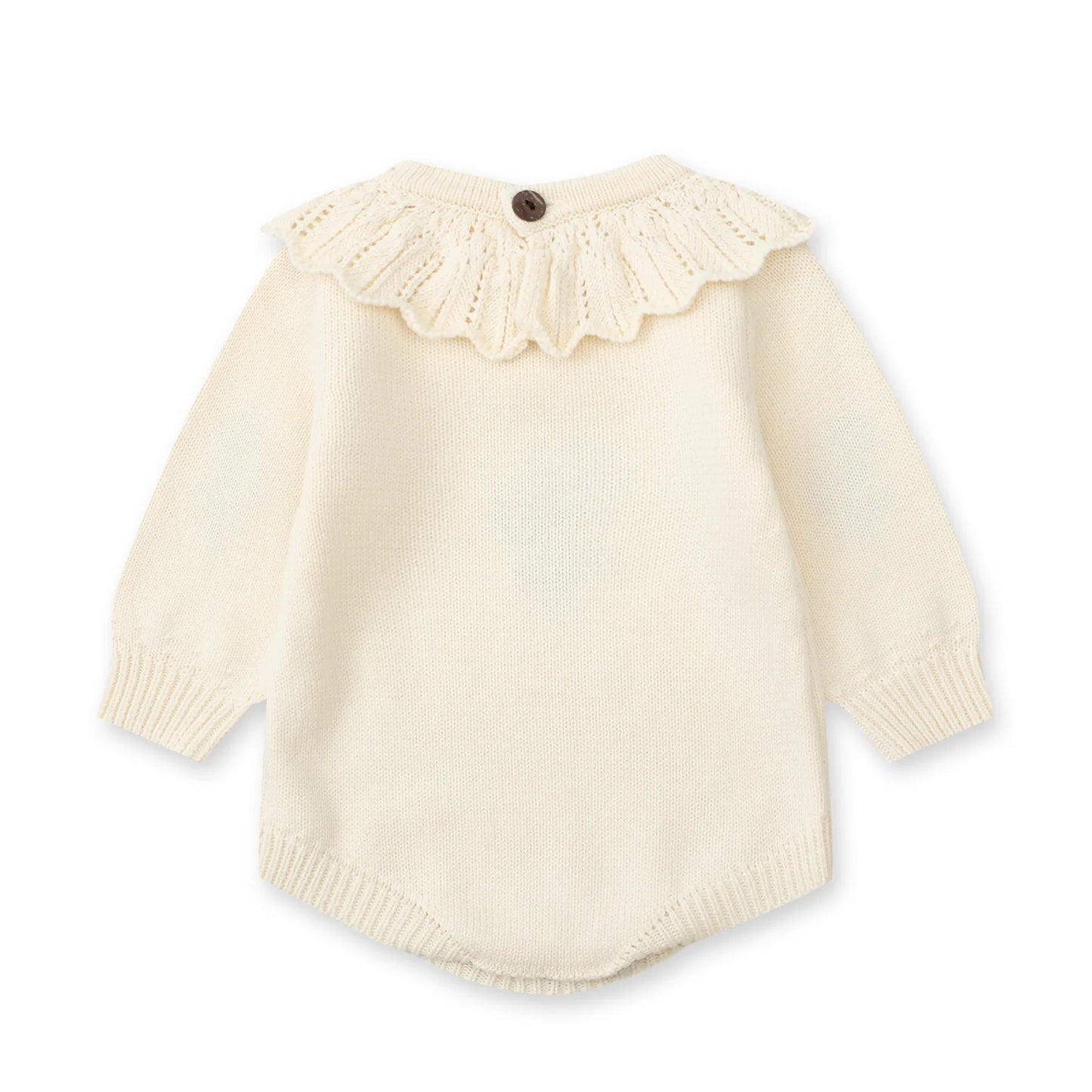 107b-Infant Baby Girls Long Sleeve Sweet Embroidered Knit Jumpsuit - Collection Printemps/Automne