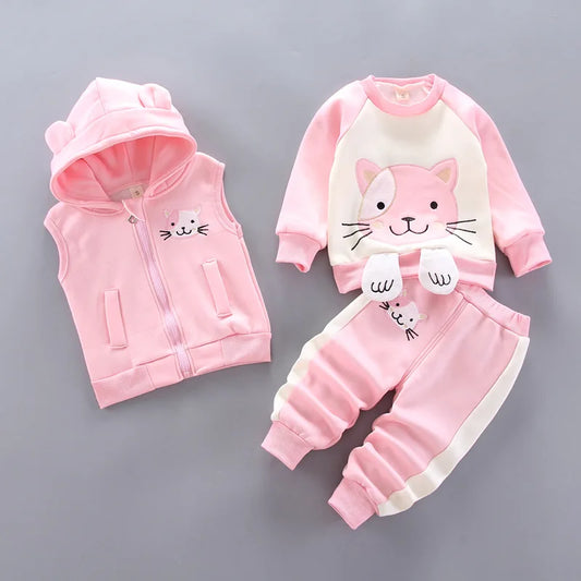 130-Ensemble d'Hiver pour Bébé - Vêtements à Capuche Cartoon