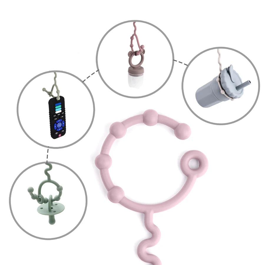350-Attache-Sucette et Jouet de Dentition en Silicone - Chaîne Réglable