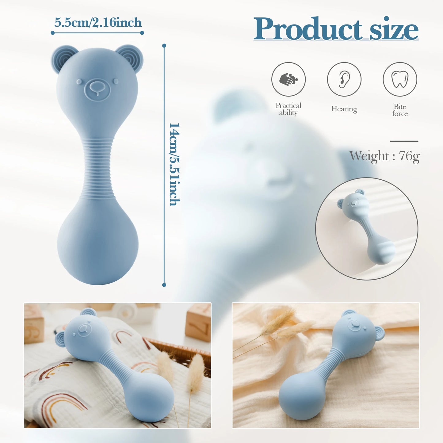 359-Hochets en Silicone pour Bébé – Maracas Ourson