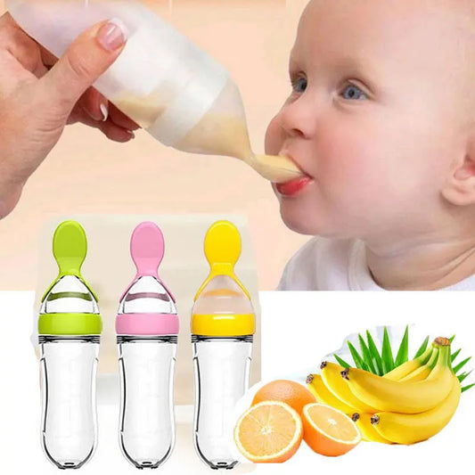 341-Biberon Cuillère en Silicone pour Bébé – Pratique et Sûr pour les Compléments Alimentaires
