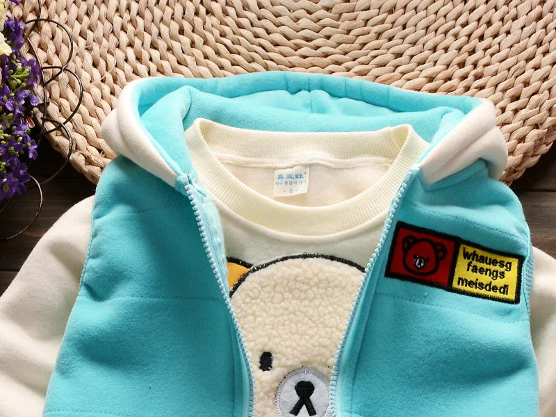 130-Ensemble d'Hiver pour Bébé - Vêtements à Capuche Cartoon