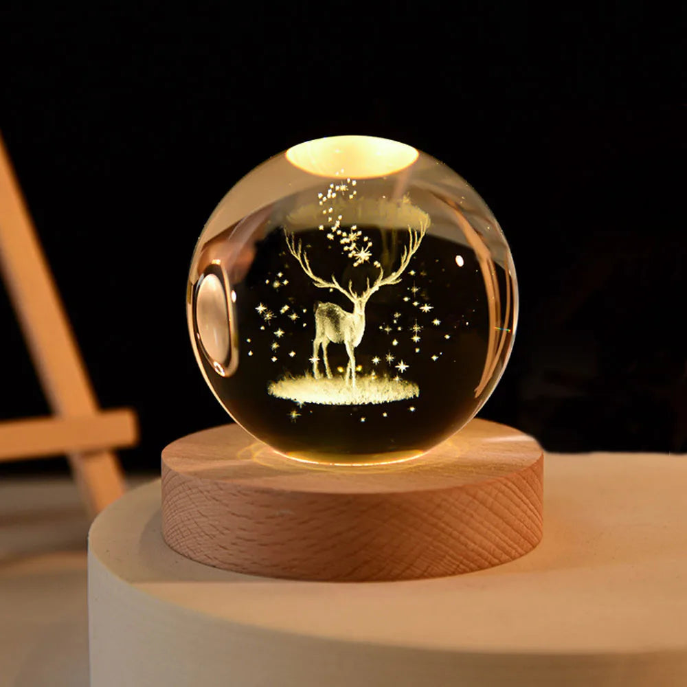 578-Lampe de Nuit LED Galaxy Crystal Ball – Éclairez Votre Univers !