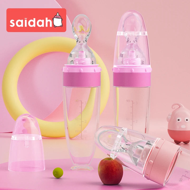 336-Biberon Cuillère en Silicone pour Bébé - Facilité d'Alimentation avec Squeeze Bottle