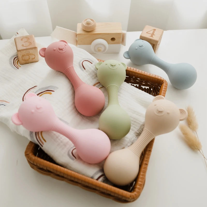 359-Hochets en Silicone pour Bébé – Maracas Ourson