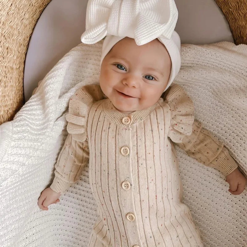 094-Jumpsuit en Tricot pour Bébé - Combinaison à Manches Longues