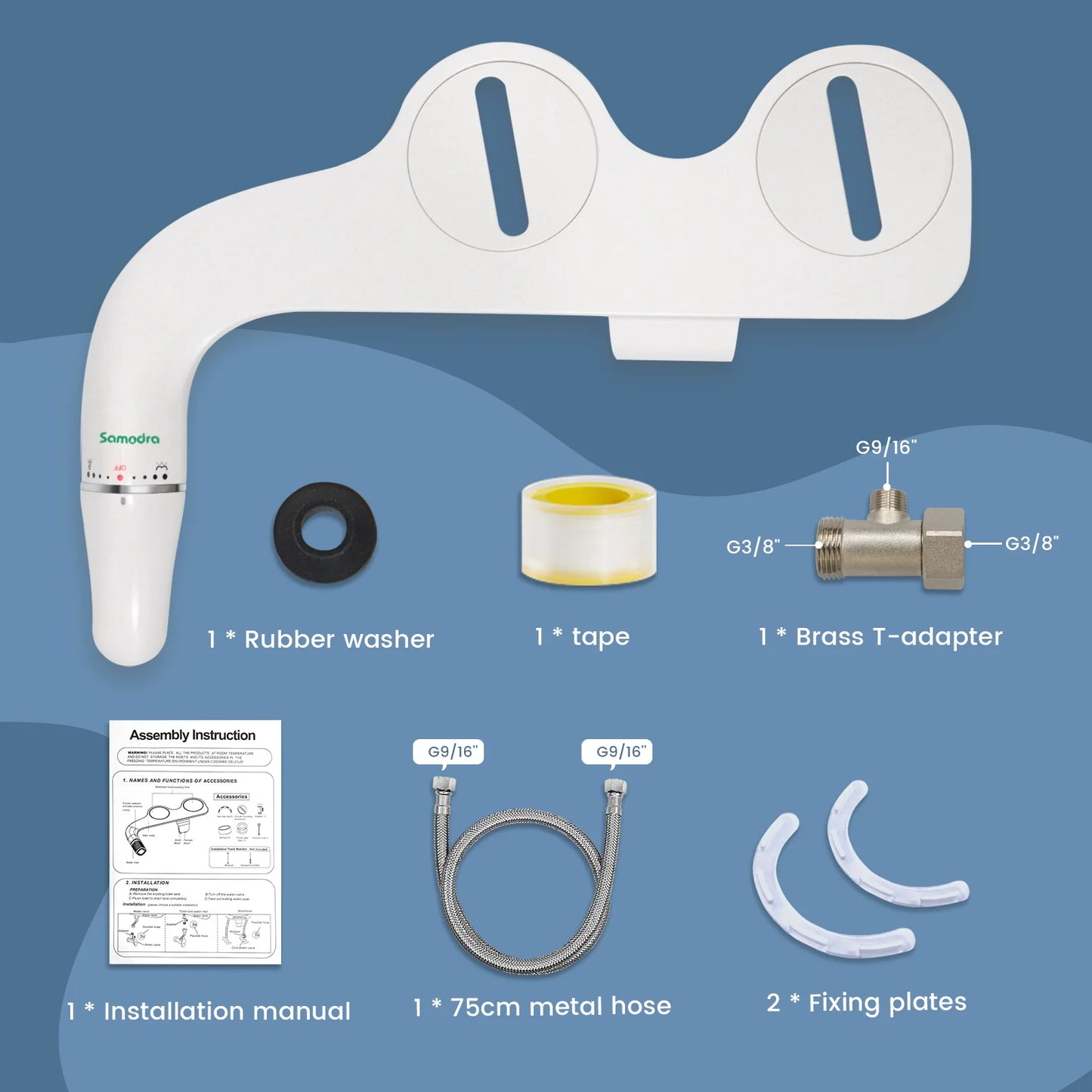 984-Bidet Ultra Slim pour Siège de Toilette – Double Buse, Pression Réglable, Non-Électrique