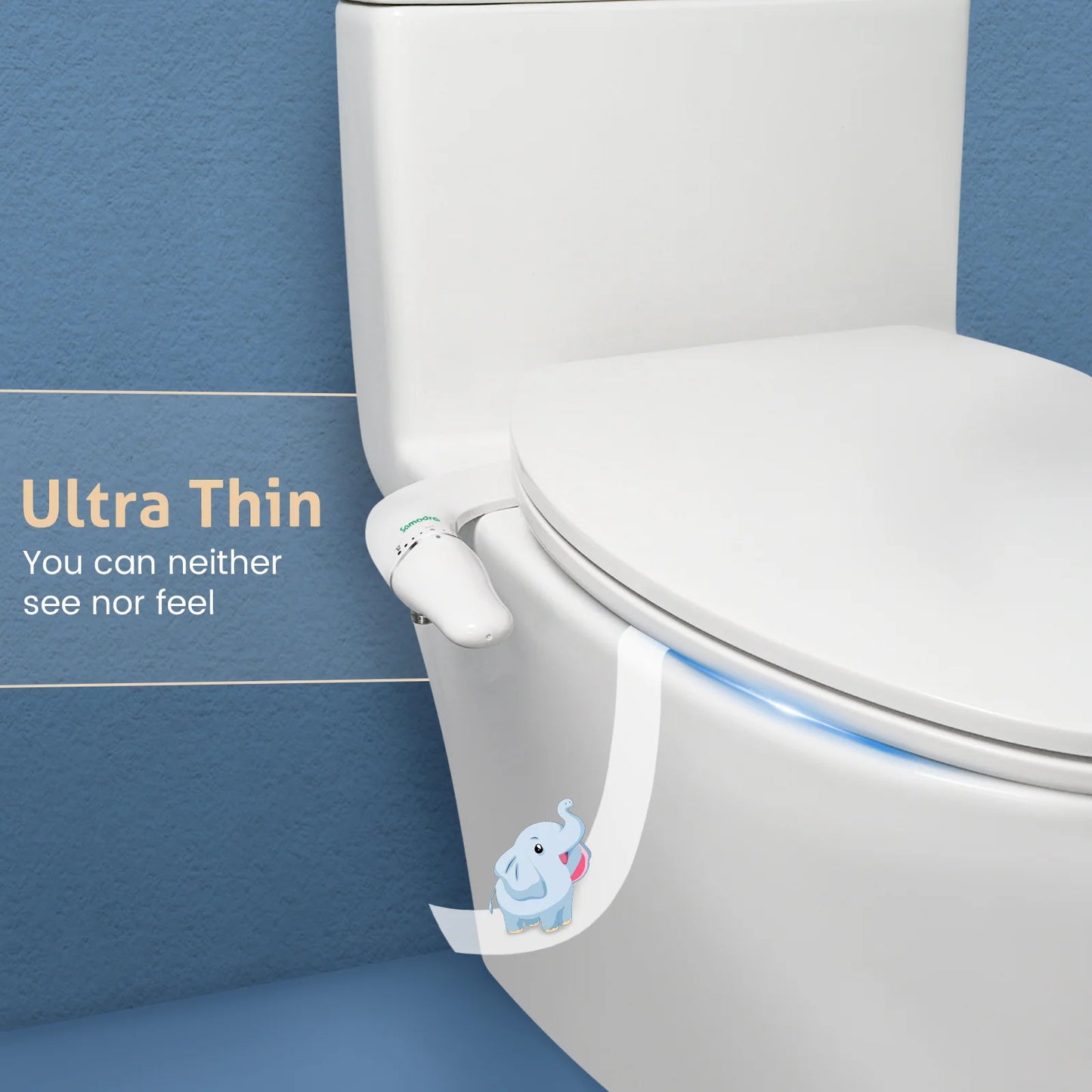 984-Bidet Ultra Slim pour Siège de Toilette – Double Buse, Pression Réglable, Non-Électrique