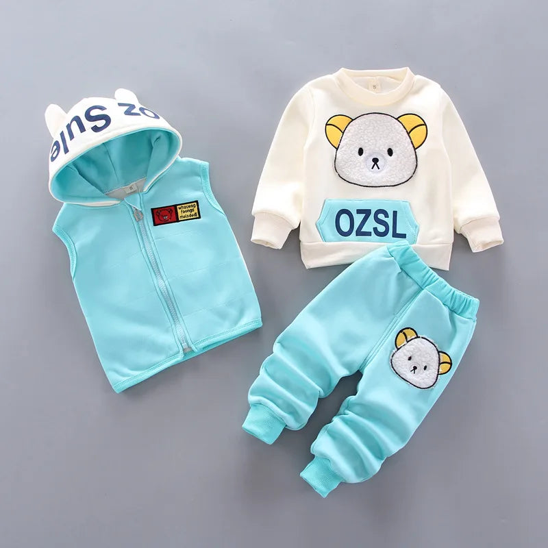 130-Ensemble d'Hiver pour Bébé - Vêtements à Capuche Cartoon