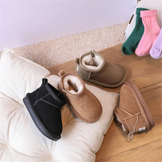 129D-Bottes d'Hiver en Cuir pour Bébés - Confort et Style pour les Petits Explorateurs